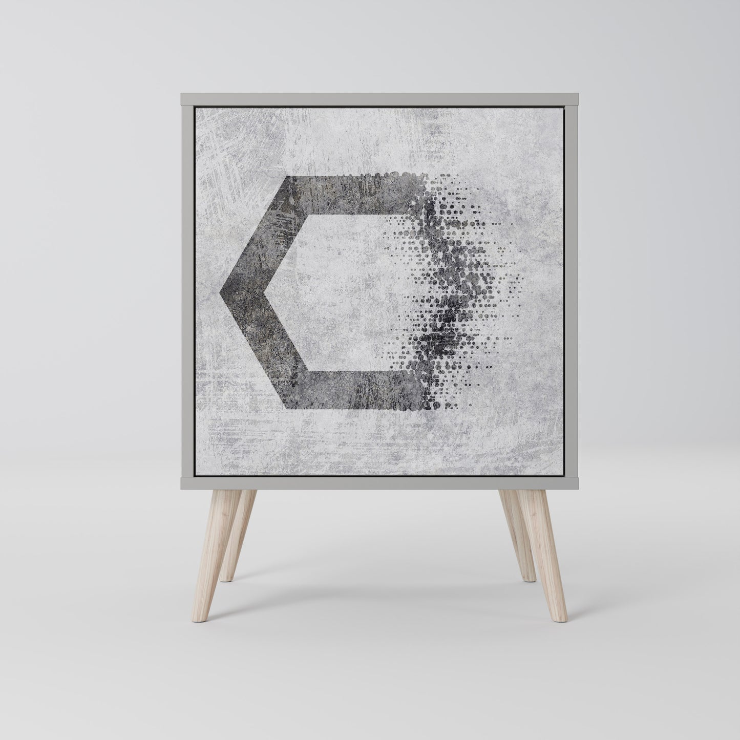 Credenza HEXAGONAL FIGURES a 1 anta in finitura grigia