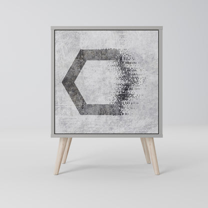 Credenza HEXAGONAL FIGURES a 1 anta in finitura grigia