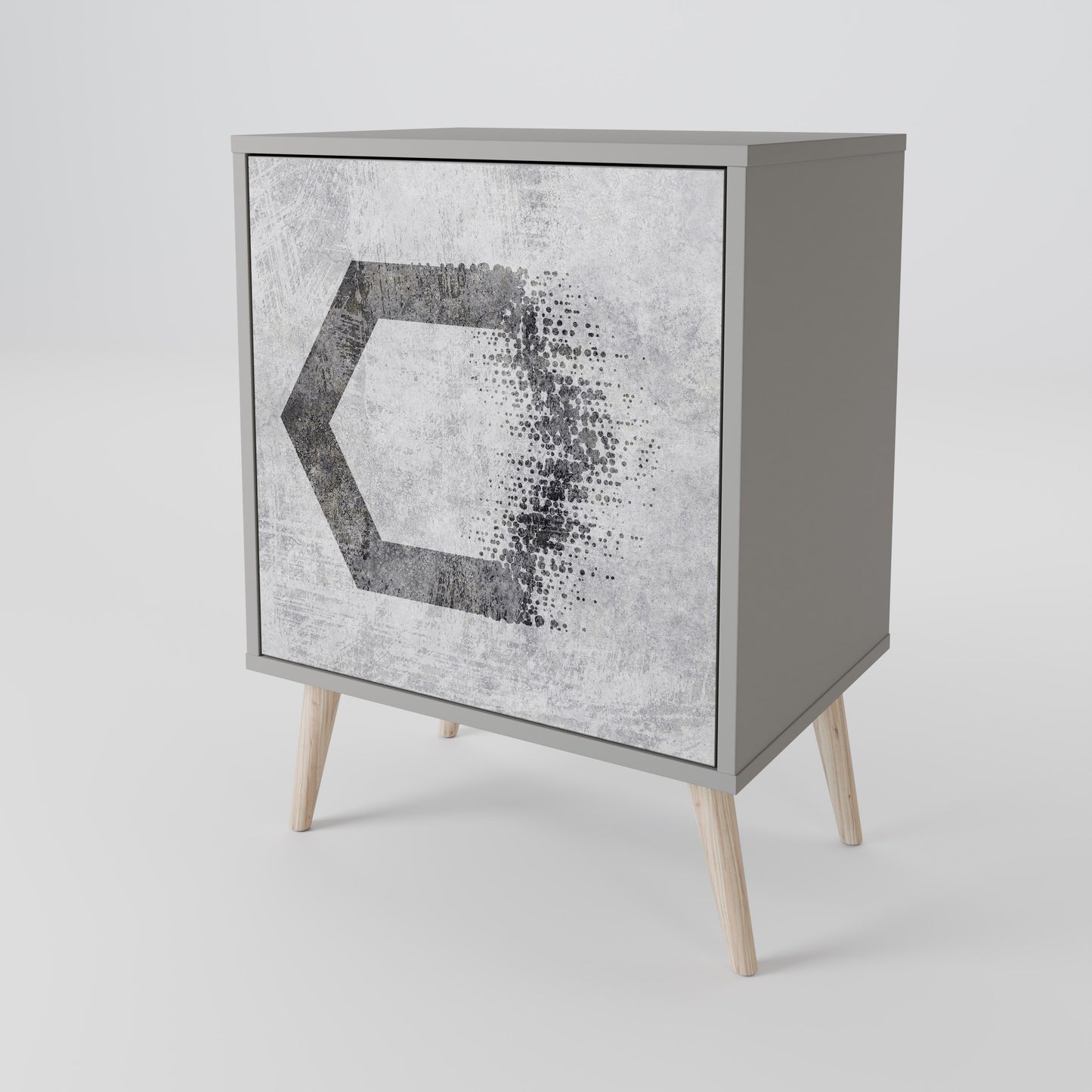 Credenza HEXAGONAL FIGURES a 1 anta in finitura grigia