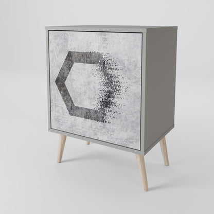 Credenza HEXAGONAL FIGURES a 1 anta in finitura grigia