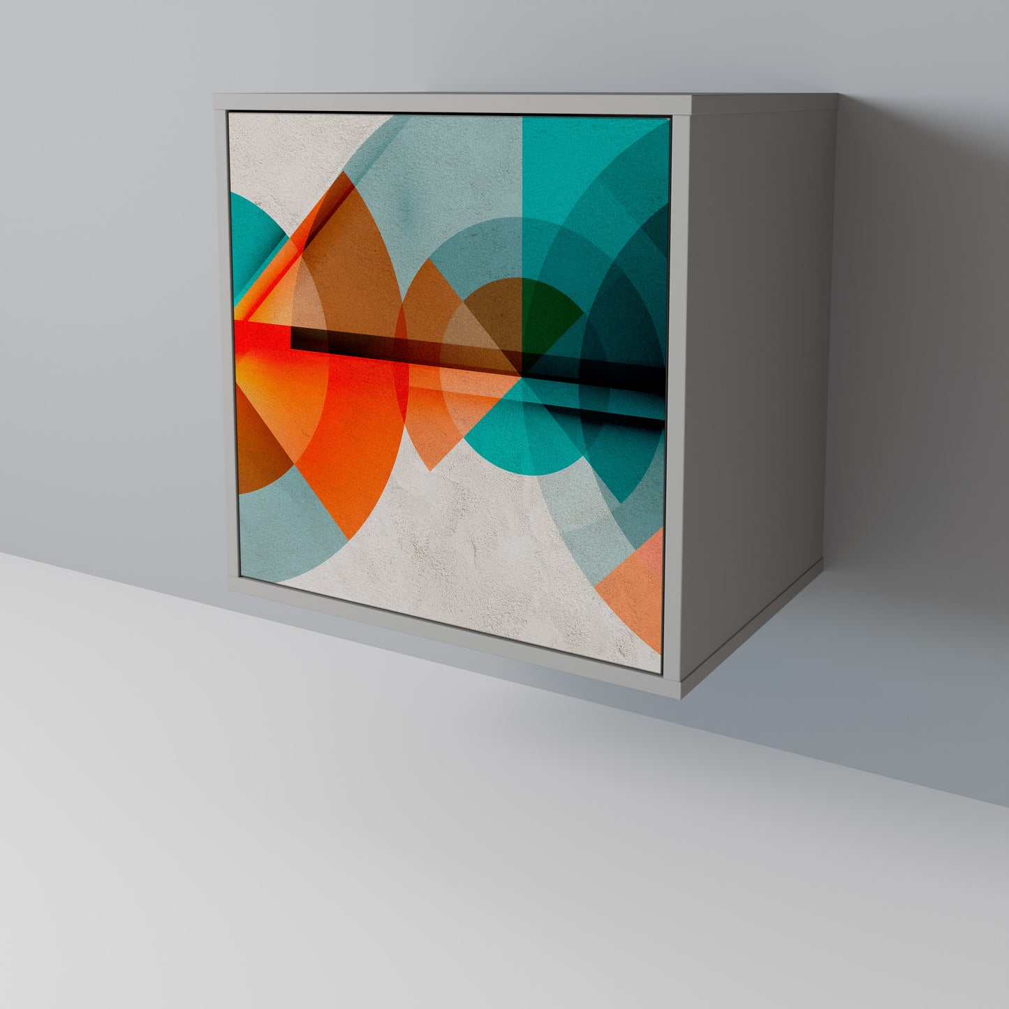 Credenza CIRCULAR RHAPSODY a 1 anta con finitura grigia