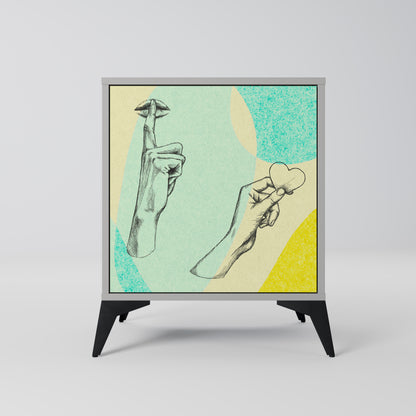 BODY LANGUAGE Credenza a 1 anta con finitura grigia