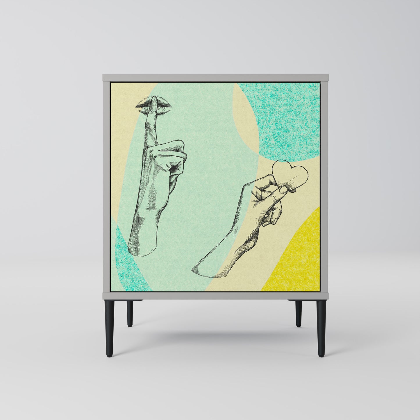 BODY LANGUAGE Credenza a 1 anta con finitura grigia