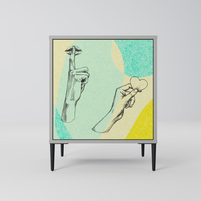 BODY LANGUAGE Credenza a 1 anta con finitura grigia