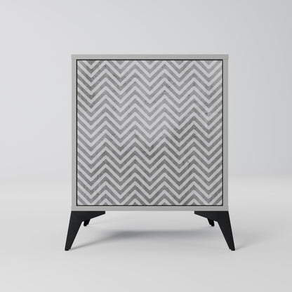 CONCRETE ZIG ZAG 1-Door Sideboard in Grey Finish