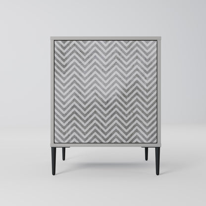 CONCRETE ZIG ZAG 1-Door Sideboard in Grey Finish