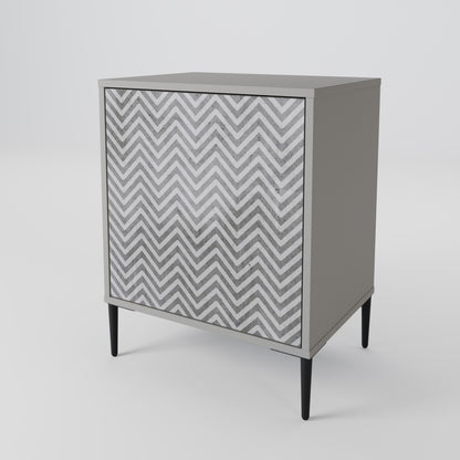 CONCRETE ZIG ZAG 1-Door Sideboard in Grey Finish