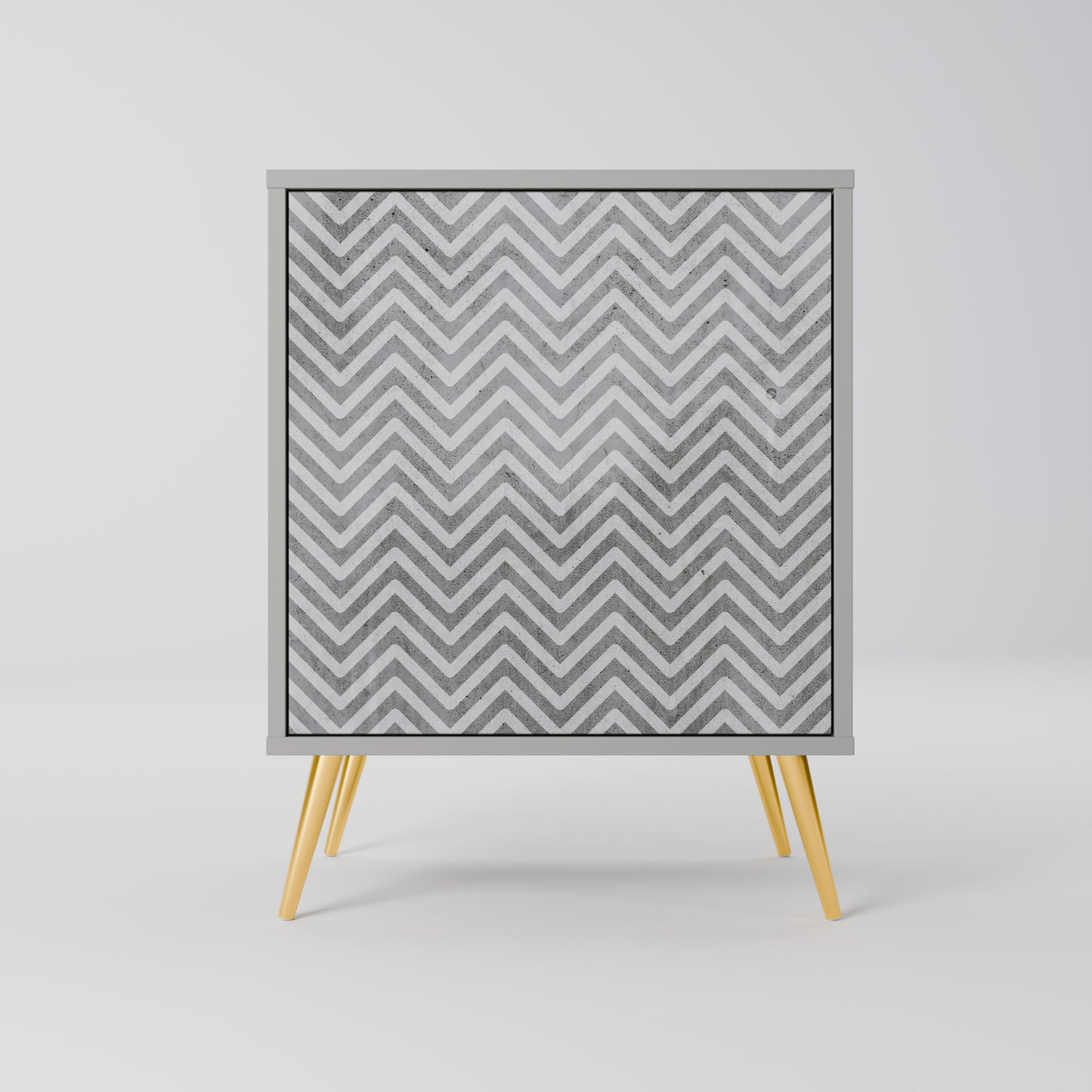 CONCRETE ZIG ZAG 1-Door Sideboard in Grey Finish