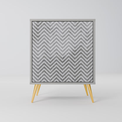 CONCRETE ZIG ZAG 1-Door Sideboard in Grey Finish