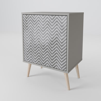 CONCRETE ZIG ZAG 1-Door Sideboard in Grey Finish