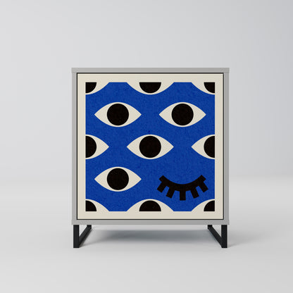 Credenza a 1 anta GEOMETRIC EYES in finitura grigia