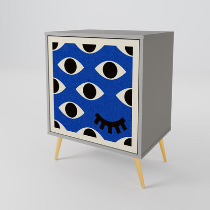 Credenza a 1 anta GEOMETRIC EYES in finitura grigia