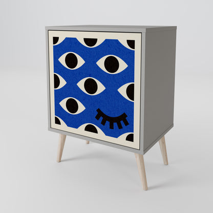 Credenza a 1 anta GEOMETRIC EYES in finitura grigia