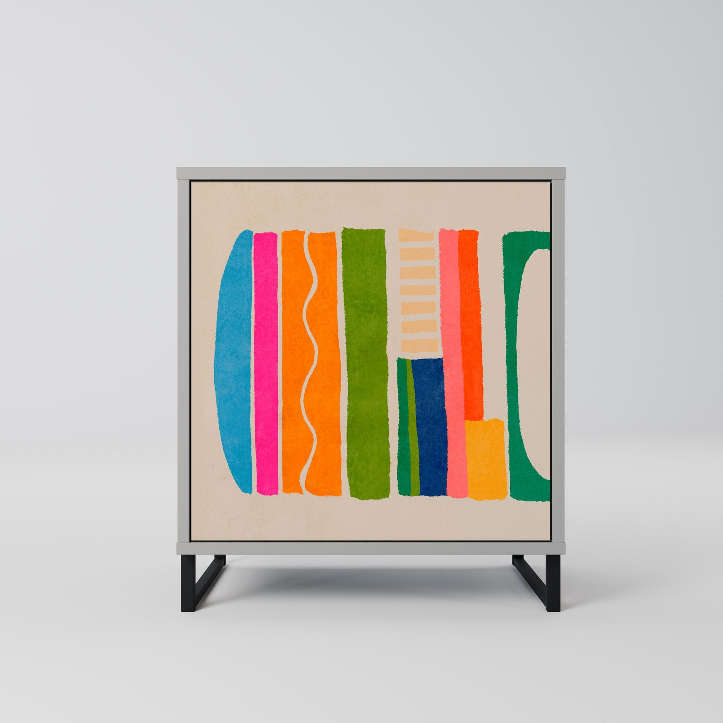 Credenza GEOMETRIC SHINE a 1 anta in finitura grigia