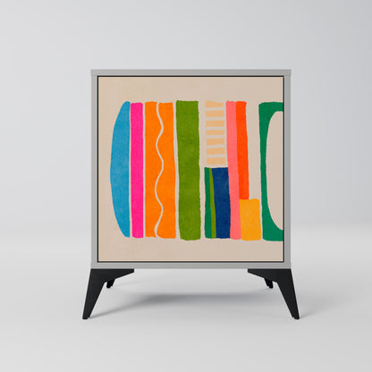 Credenza GEOMETRIC SHINE a 1 anta in finitura grigia