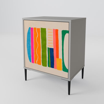 Credenza GEOMETRIC SHINE a 1 anta in finitura grigia