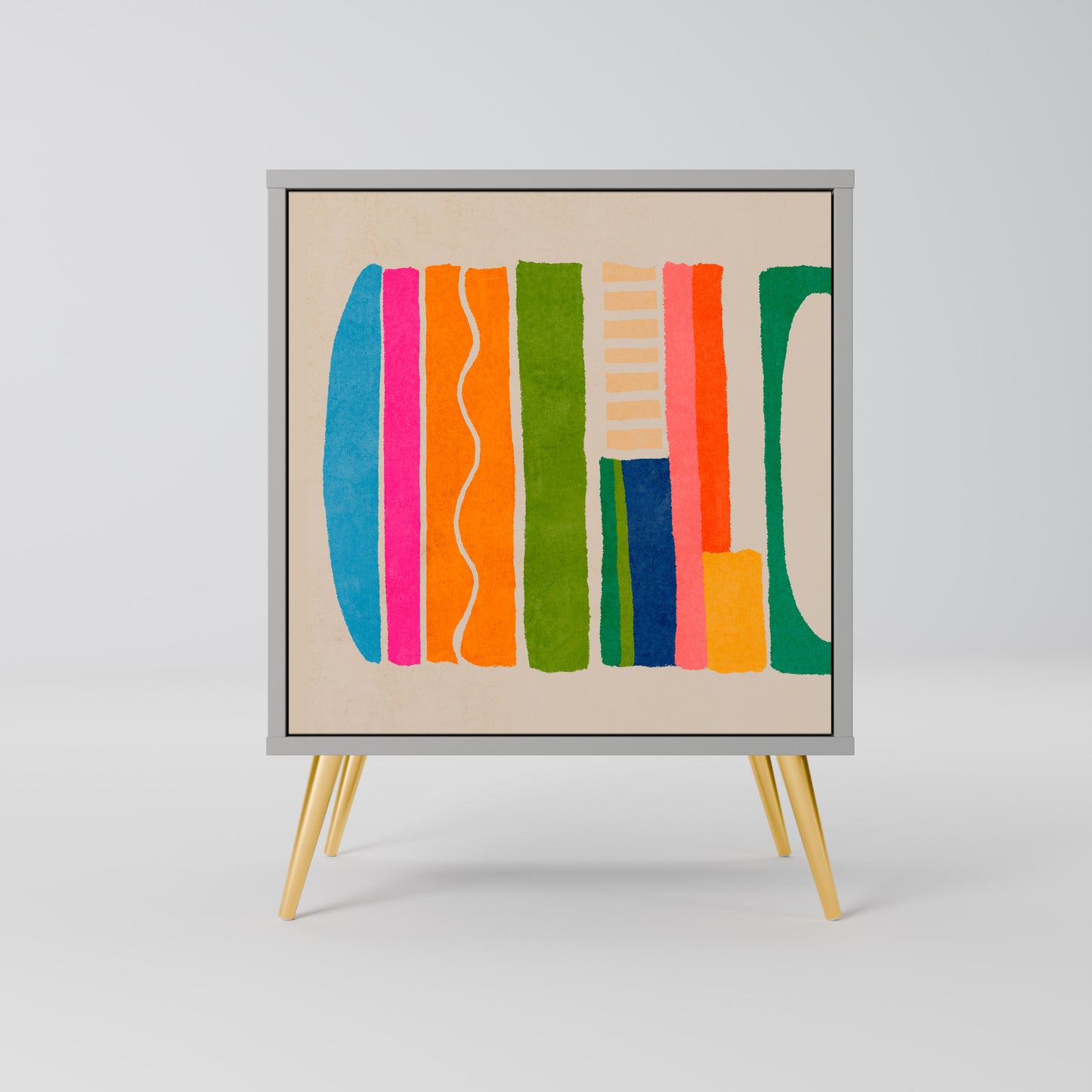 Credenza GEOMETRIC SHINE a 1 anta in finitura grigia