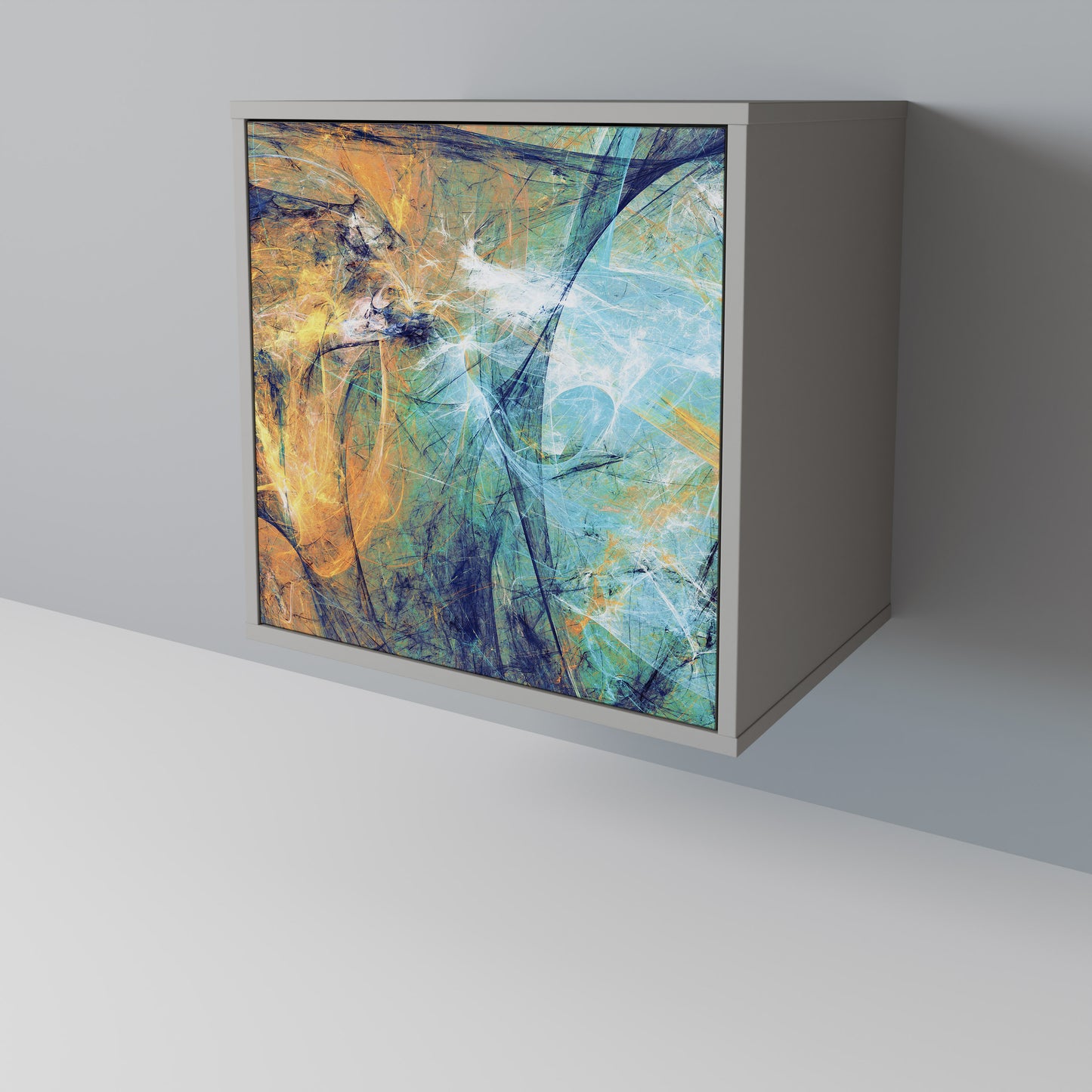 Credenza a 1 anta con finitura grigia ABSTRACT THOUGHTS