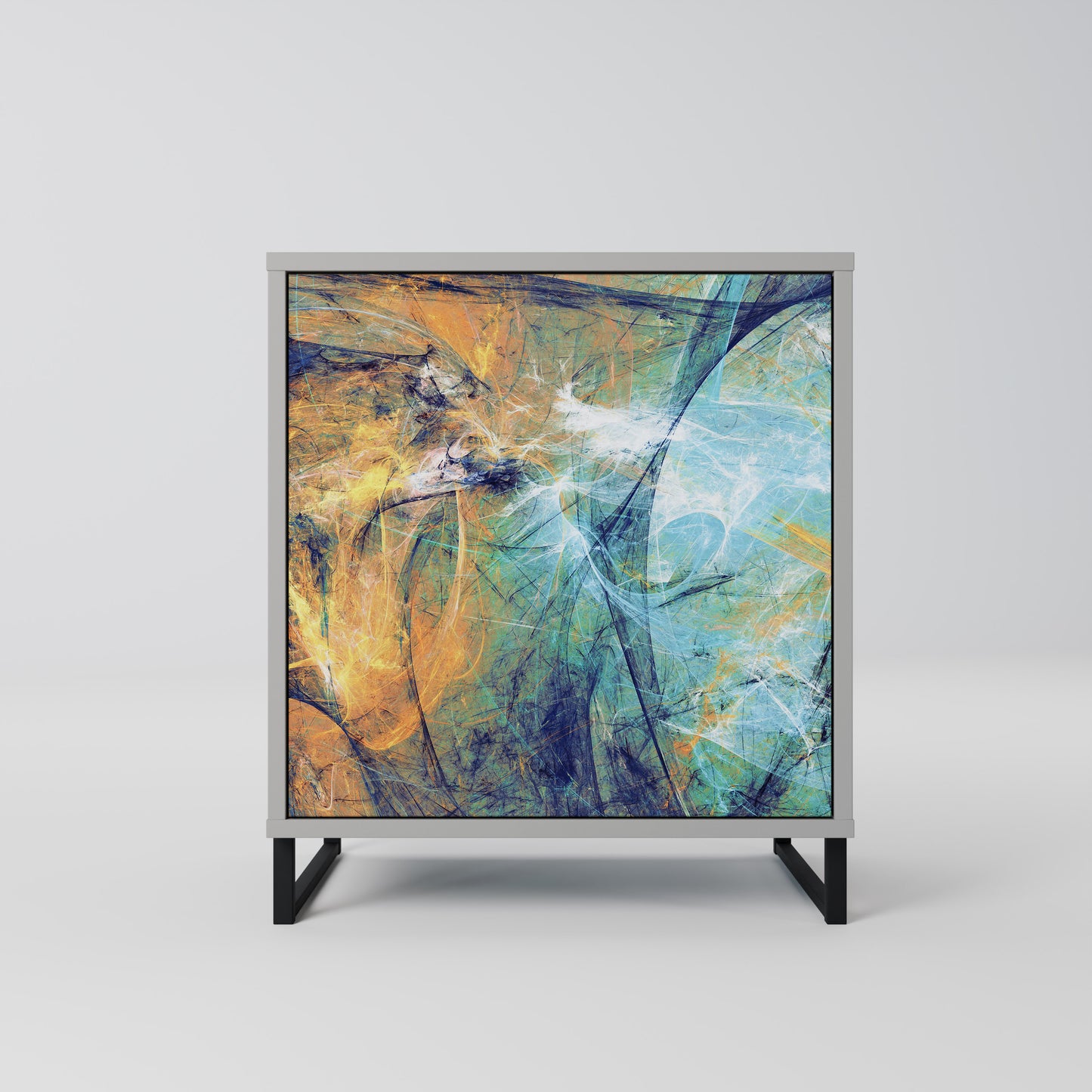Credenza a 1 anta con finitura grigia ABSTRACT THOUGHTS