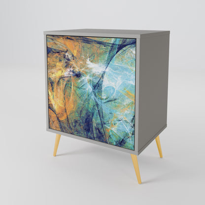 Credenza a 1 anta con finitura grigia ABSTRACT THOUGHTS