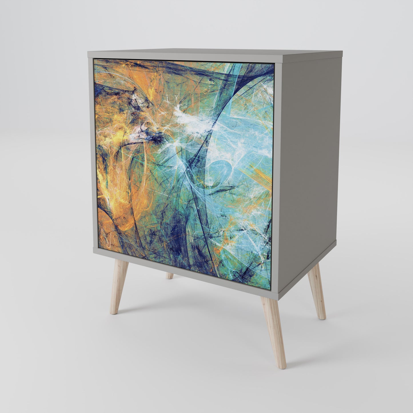 Credenza a 1 anta con finitura grigia ABSTRACT THOUGHTS
