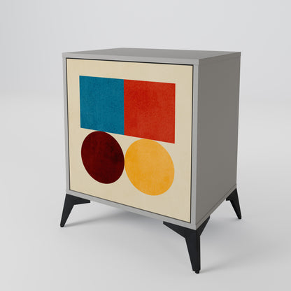 Credenza GEOMETRIC PUZZLE a 1 anta in finitura grigia