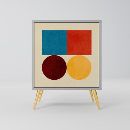 Credenza GEOMETRIC PUZZLE a 1 anta in finitura grigia