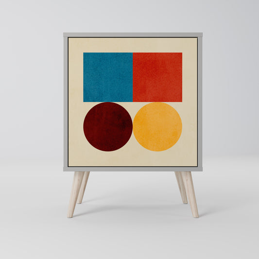 Credenza GEOMETRIC PUZZLE a 1 anta in finitura grigia