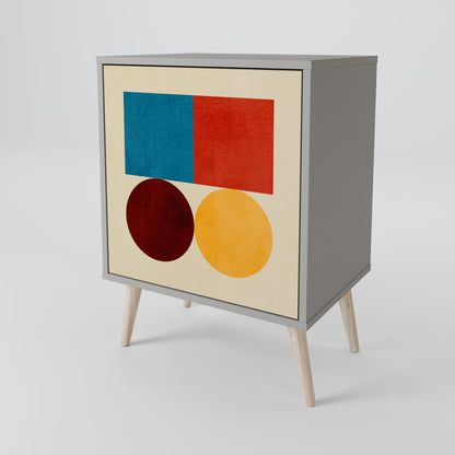 Credenza GEOMETRIC PUZZLE a 1 anta in finitura grigia
