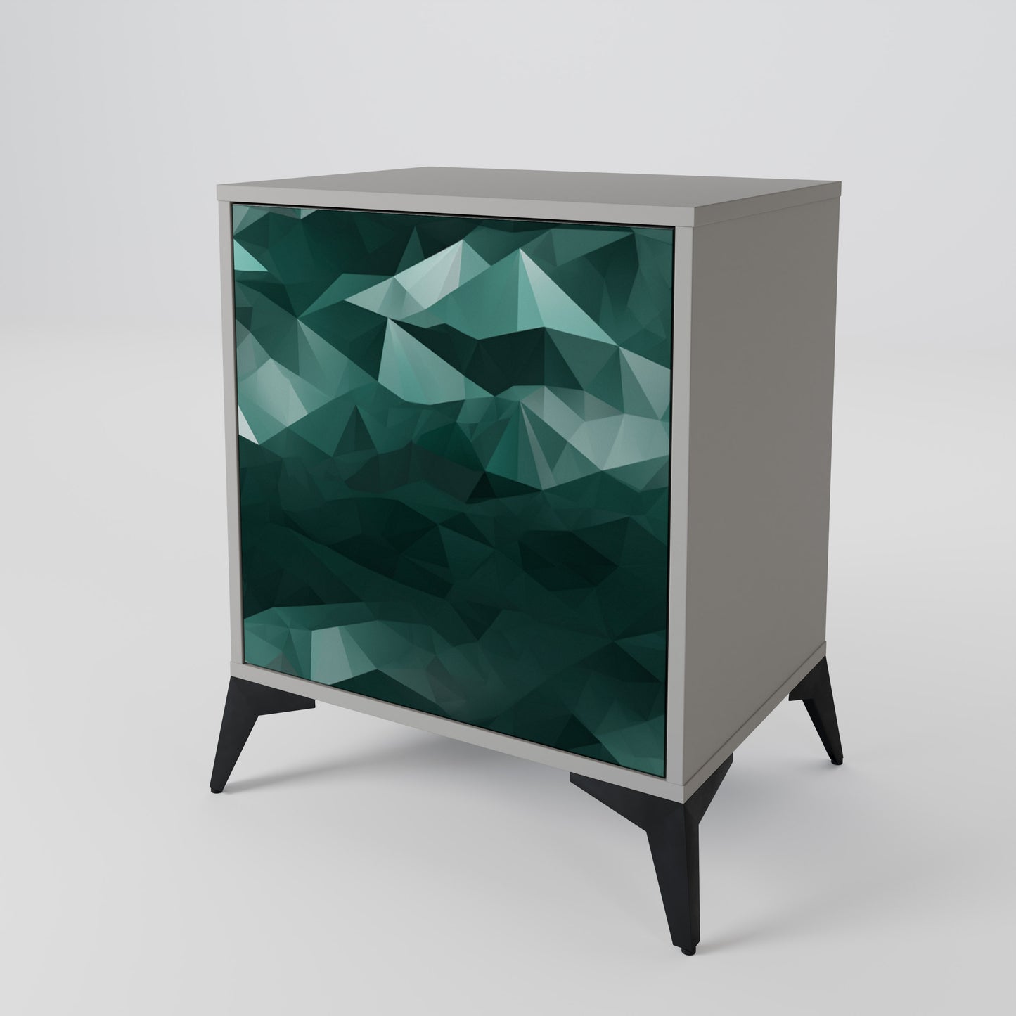 Credenza a 1 anta POLYGONAL FLOATING in finitura grigia
