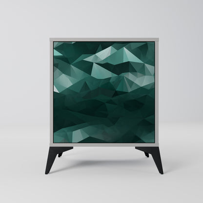 Credenza a 1 anta POLYGONAL FLOATING in finitura grigia