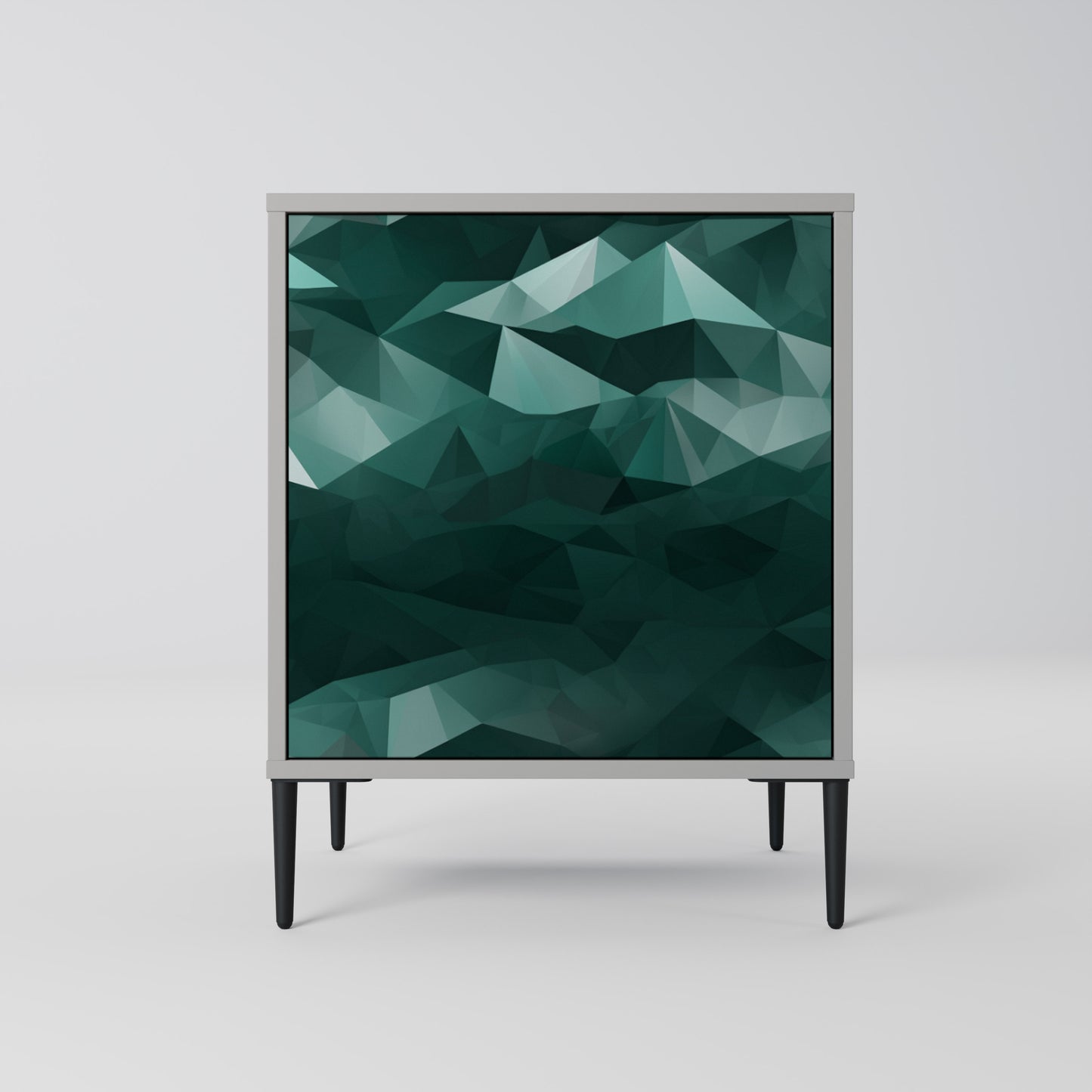 POLYGONAL FLOATING 1-Door Sideboard in Grey Finish