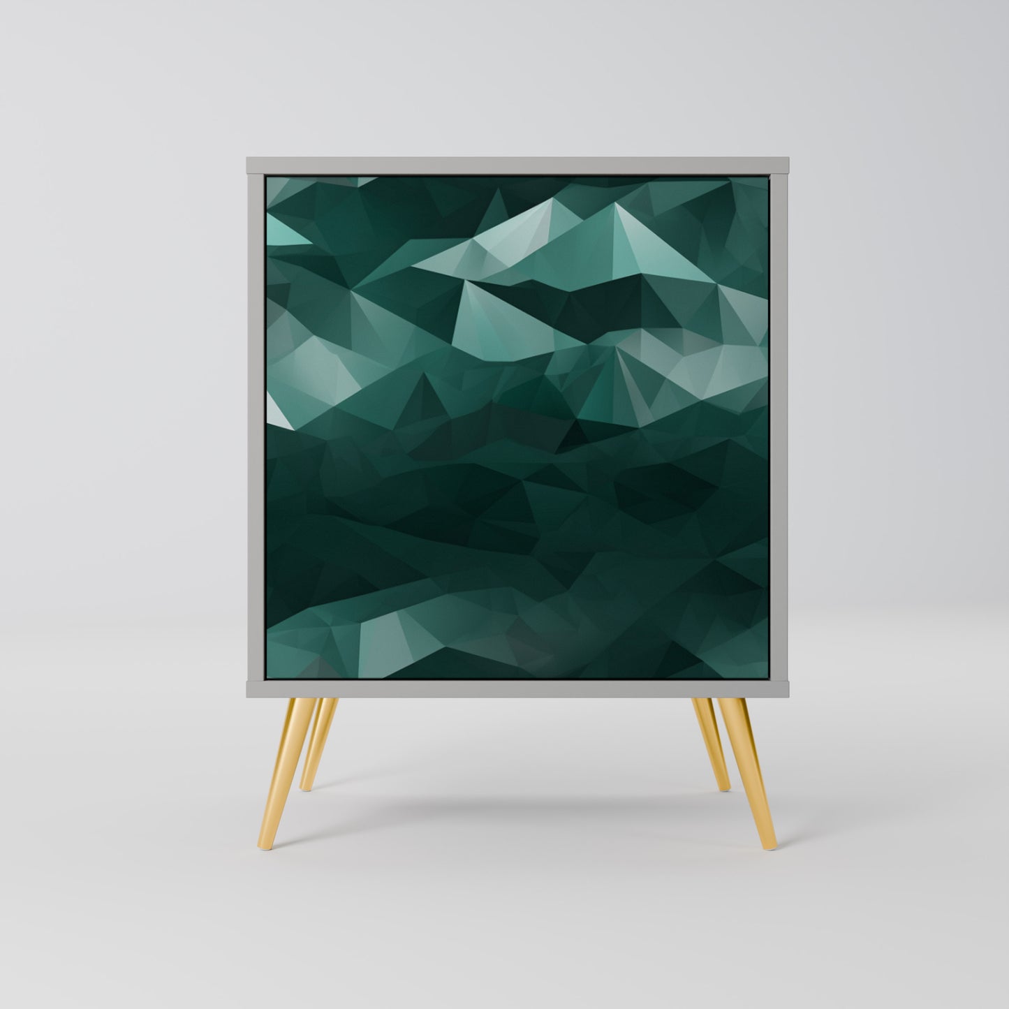 POLYGONAL FLOATING 1-Door Sideboard in Grey Finish