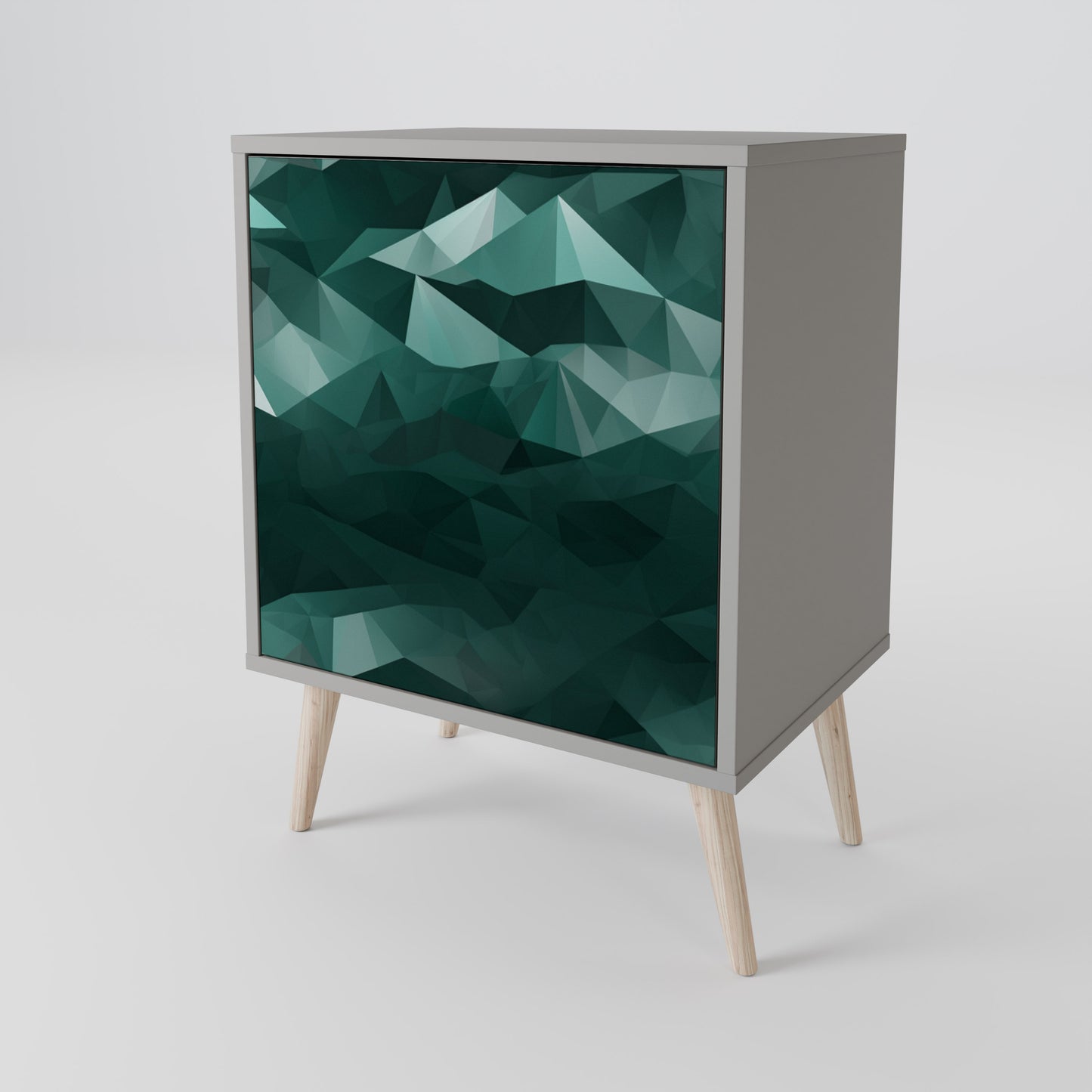 Credenza a 1 anta POLYGONAL FLOATING in finitura grigia