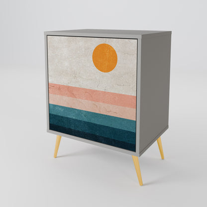 Credenza TWO HALVES a 1 anta con finitura grigia