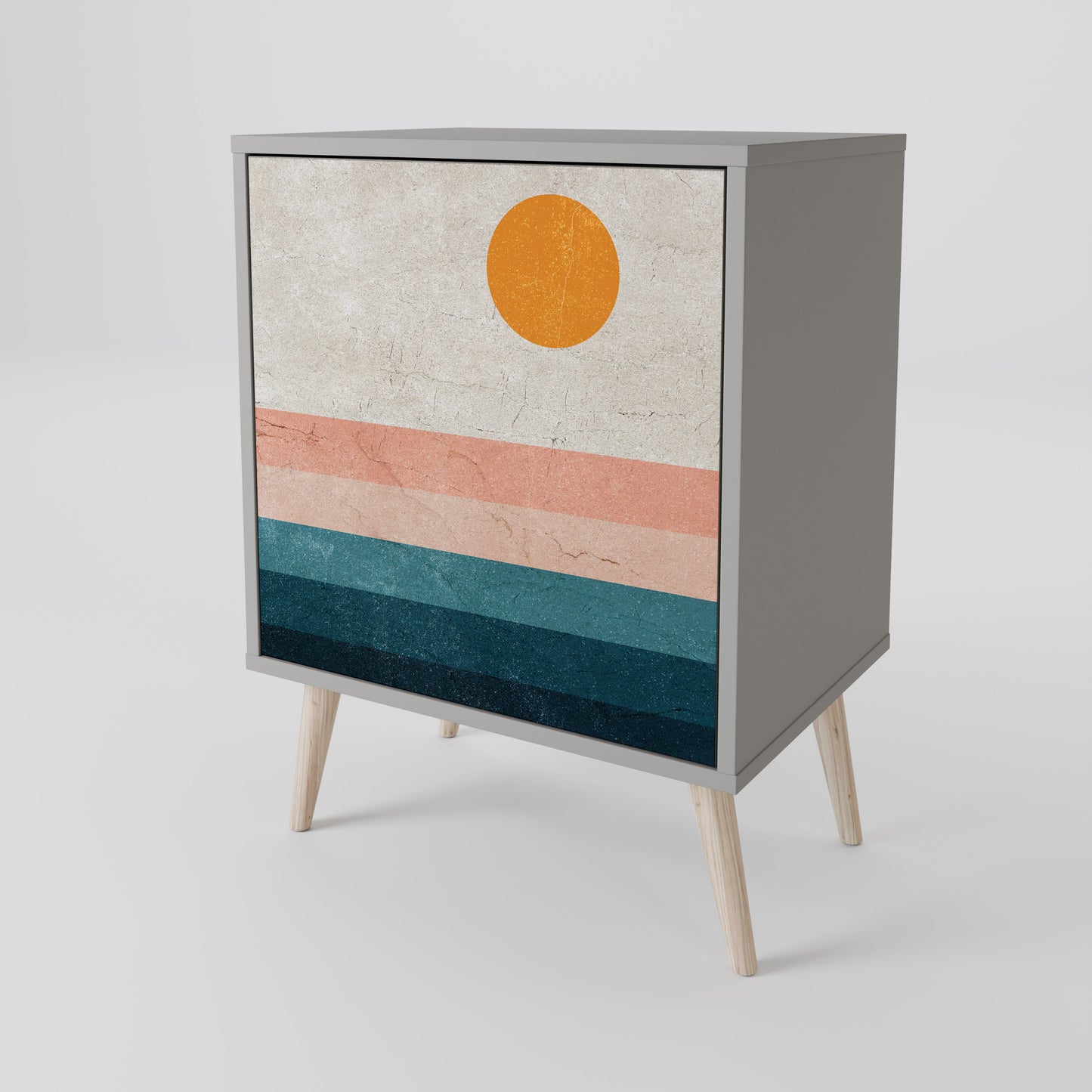 Credenza TWO HALVES a 1 anta con finitura grigia