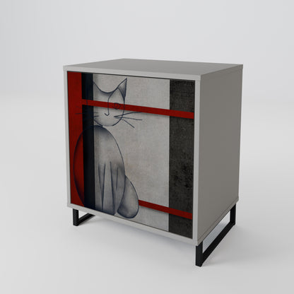 Credenza GRAY FIGURES a 1 anta con finitura grigia