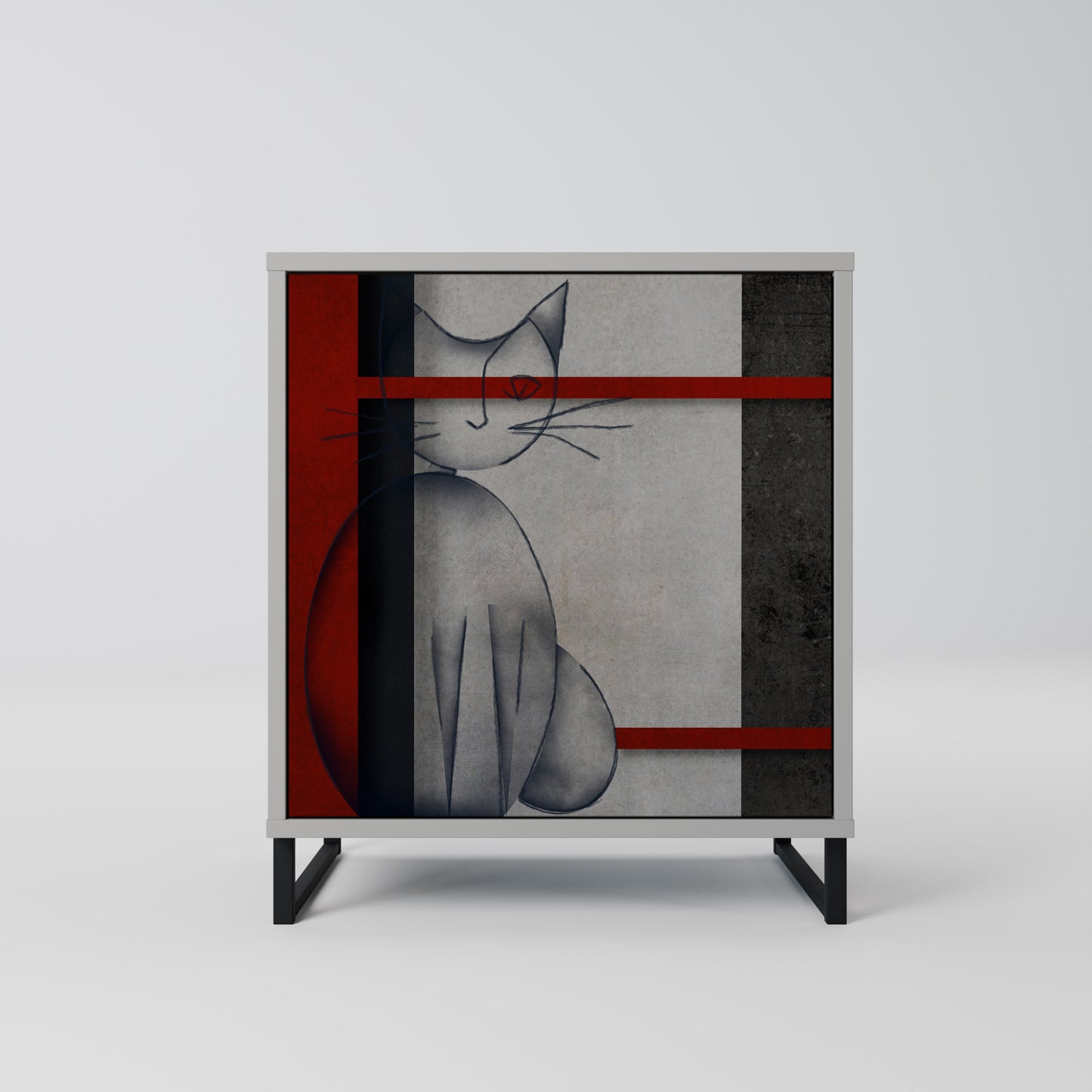 Credenza GRAY FIGURES a 1 anta con finitura grigia