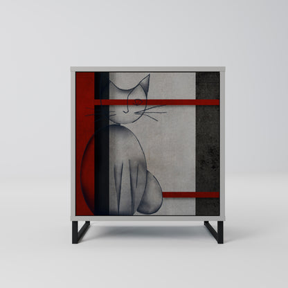 Credenza GRAY FIGURES a 1 anta con finitura grigia