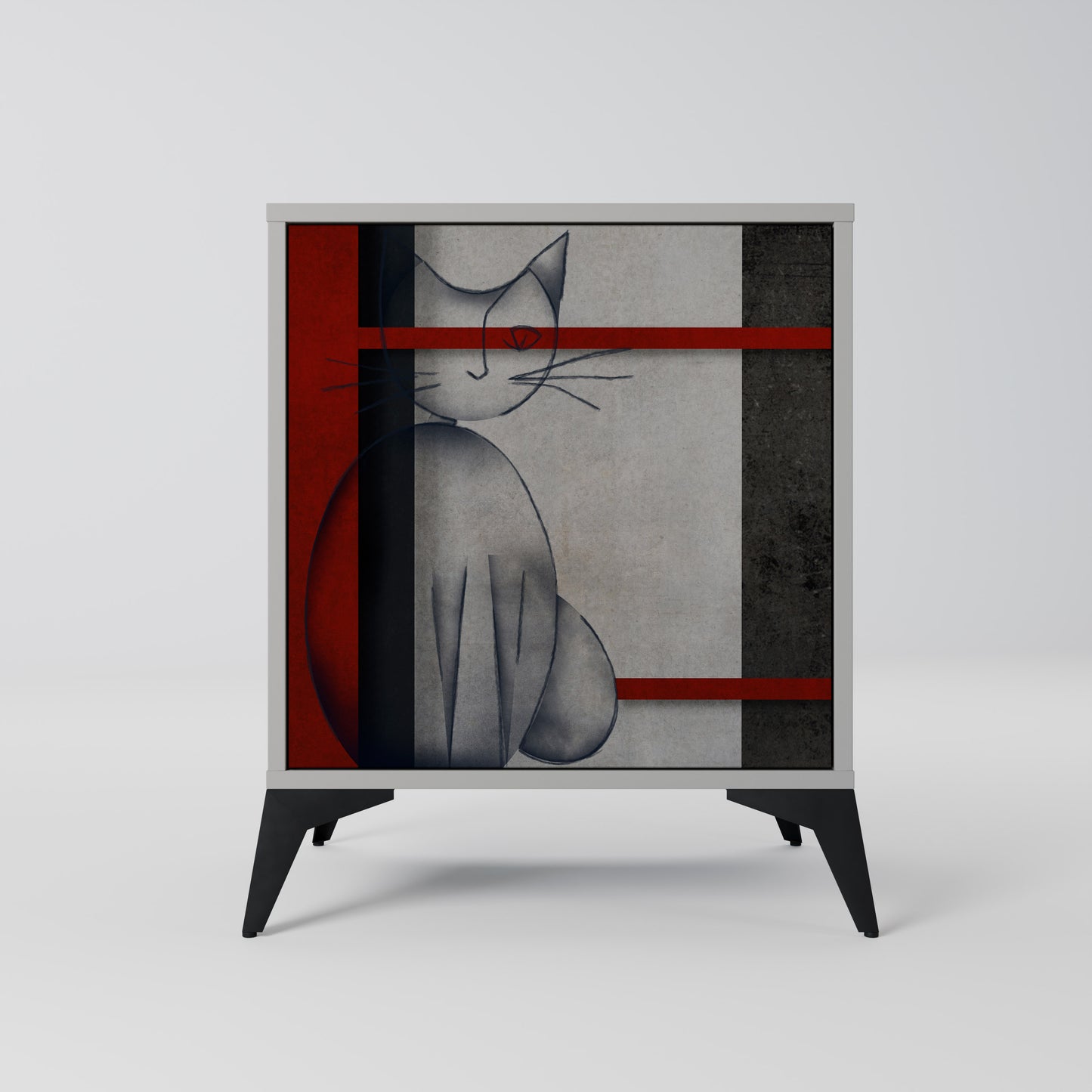 Credenza GRAY FIGURES a 1 anta con finitura grigia