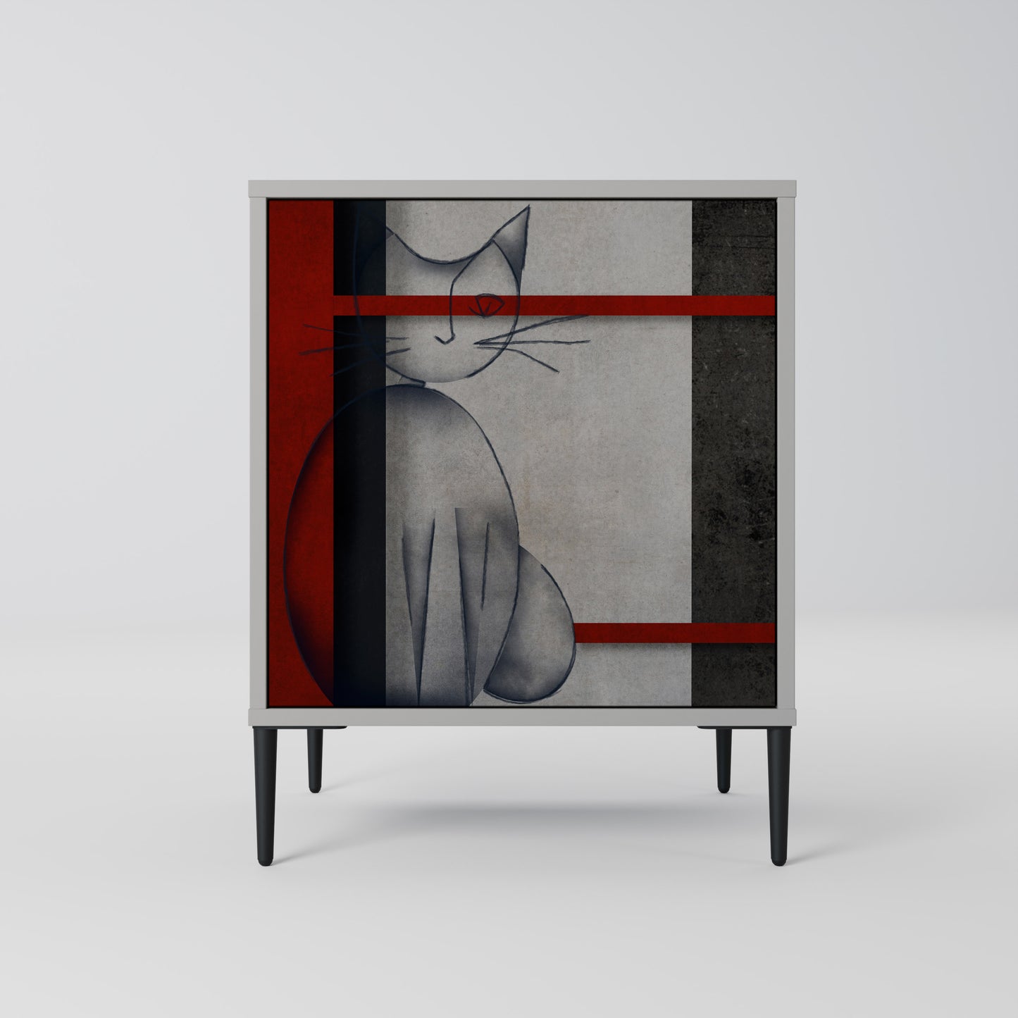 Credenza GRAY FIGURES a 1 anta con finitura grigia