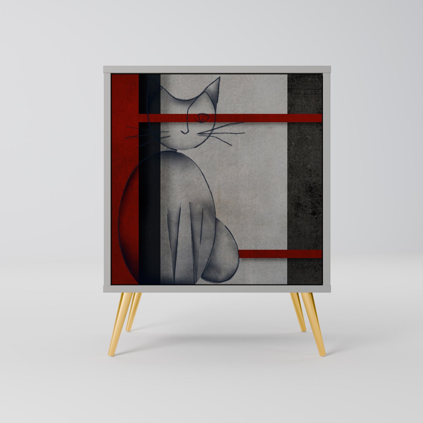 Credenza GRAY FIGURES a 1 anta con finitura grigia