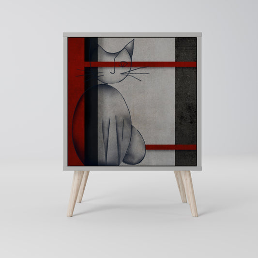 Credenza GRAY FIGURES a 1 anta con finitura grigia