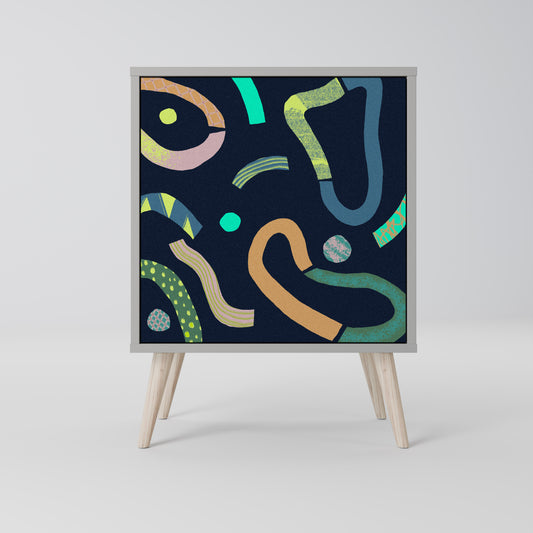 Credenza a 1 anta CONTRAST DANCE in finitura grigia