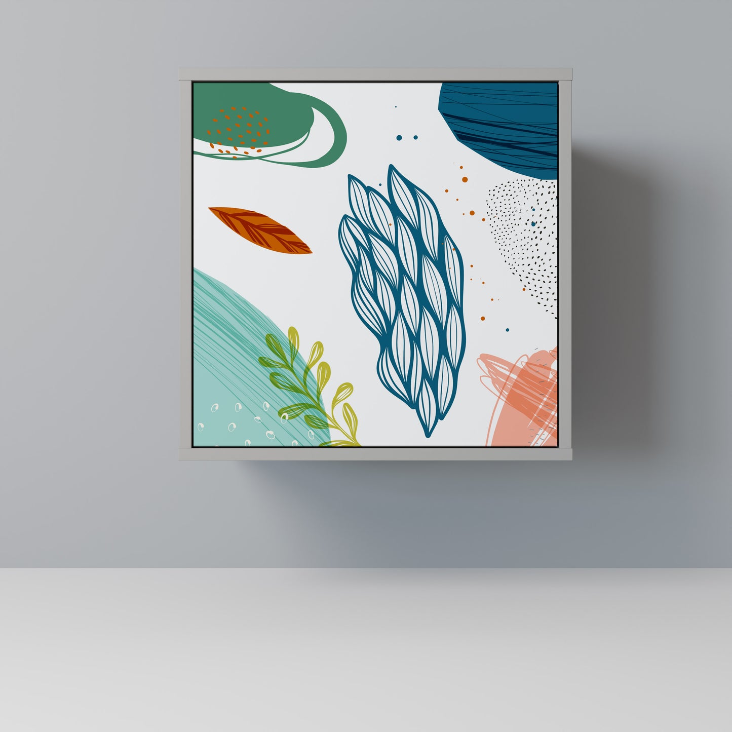 Credenza BOTANICAL HURRICANE a 1 anta con finitura grigia