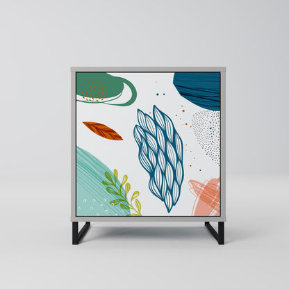 Credenza BOTANICAL HURRICANE a 1 anta con finitura grigia