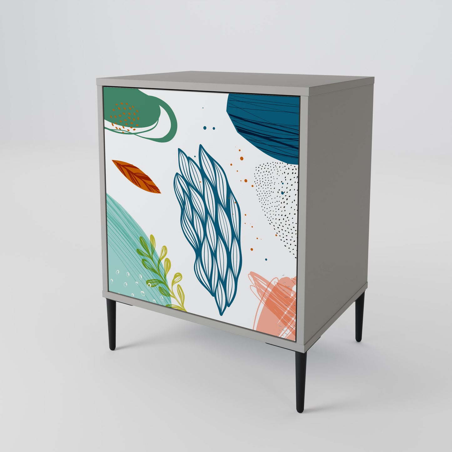 Credenza BOTANICAL HURRICANE a 1 anta con finitura grigia