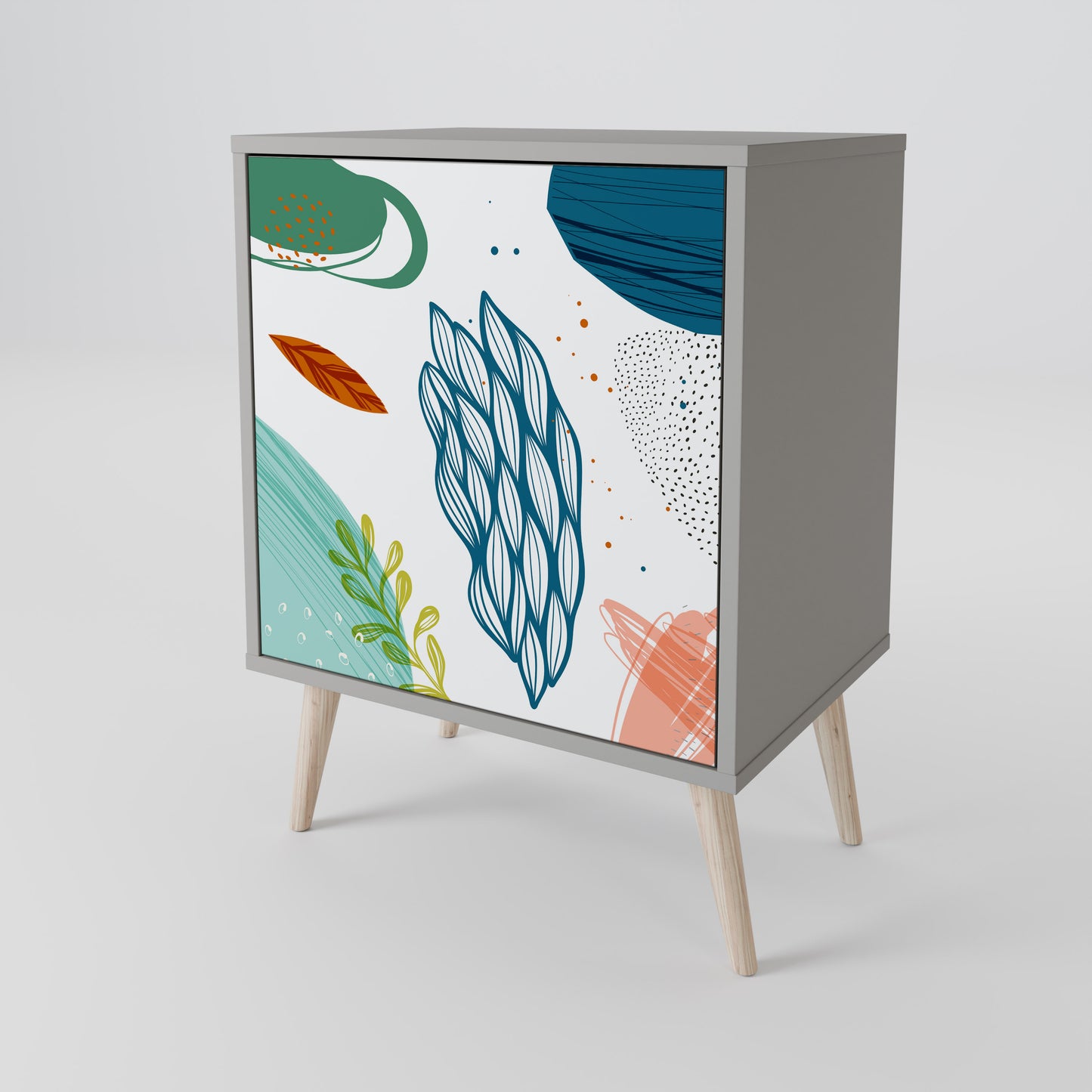 Credenza BOTANICAL HURRICANE a 1 anta con finitura grigia