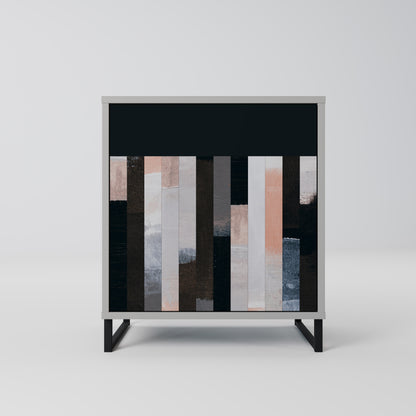 COLLAGE OF RECTANGLES 1-Door Sideboard in Grey Finish