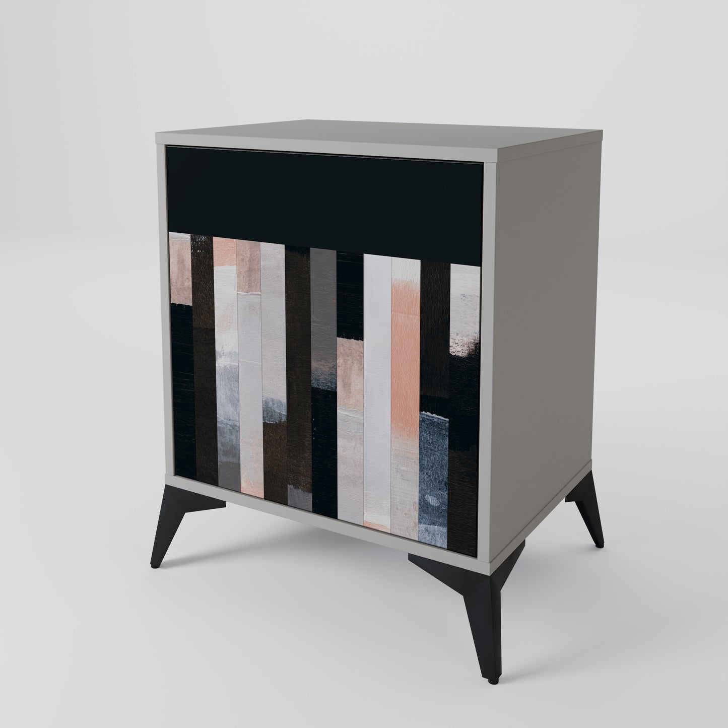 COLLAGE OF RECTANGLES 1-Door Sideboard in Grey Finish